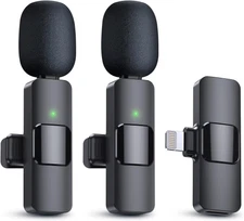 Rillpac Wireless Lavalier Microphones for iphone & Android Recording - 2 mics