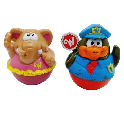 Playskool Weebles 2003 Hasbro Penguin Policeman & Elephant Plastic Figure READ
