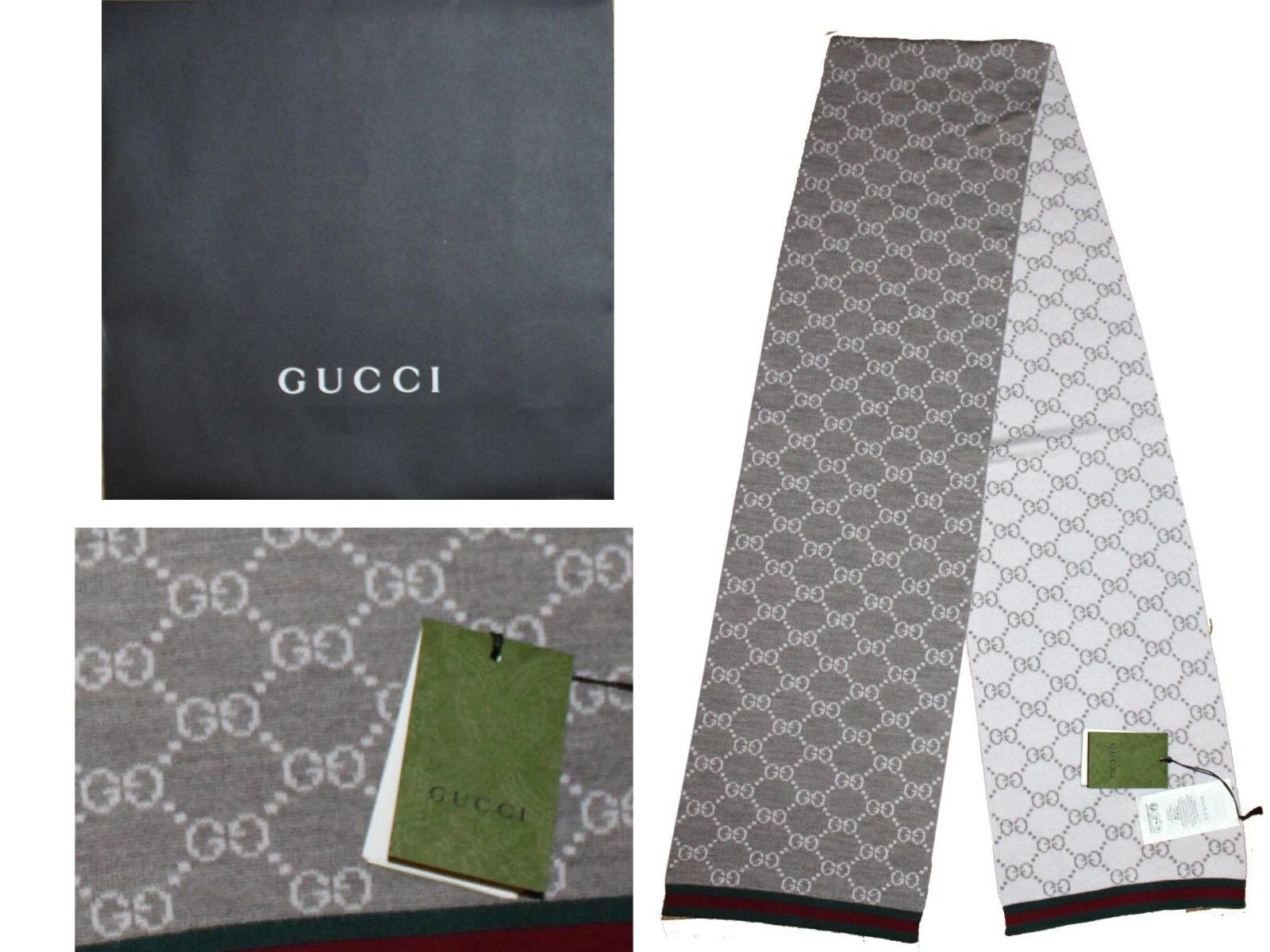 Foulard unisexe GUCCI 100% laine fabriqué en Italie en magasin os GU02 T1G