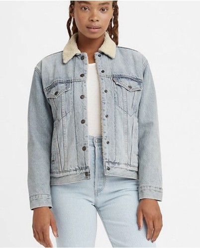 Veste Jean Levi's Sherpa Trucker Pour Femme - Coupe Oversize, Doublure Matelassée, Icy Ecru