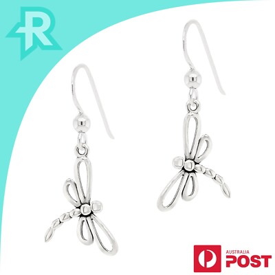 Dragonfly Pair Sterling Silver 925 Hook Earrings