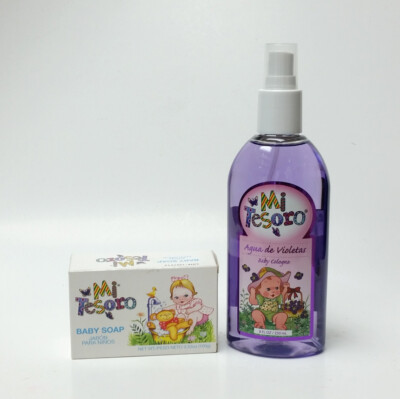 Mi Tesoro Agua de Violeta Cologne 8 oz & Original Baby Soap Bar 3.53 oz SET