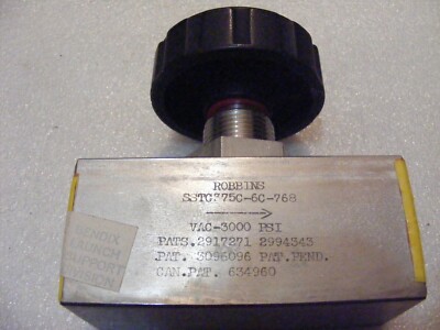Unused NASA Apollo GSE Robbins Manual Valve 3000 PSI Stainless Steel