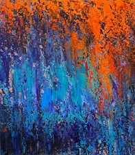 Acrylic painting Summer colors Landscape Ukrainian painter original art