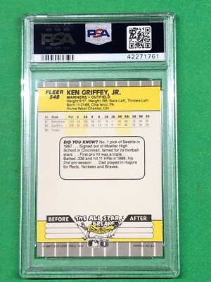 1989 Fleer Baseball Ken Griffey Jr #548 PSA MINT 9 (M177) | eBay