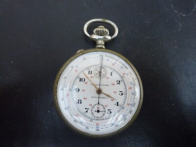 Montre à Gousset Ancienne Chronographe STREMBEL - Boîtier Argentan - Mouvement Mécanique Manuel - Occasion