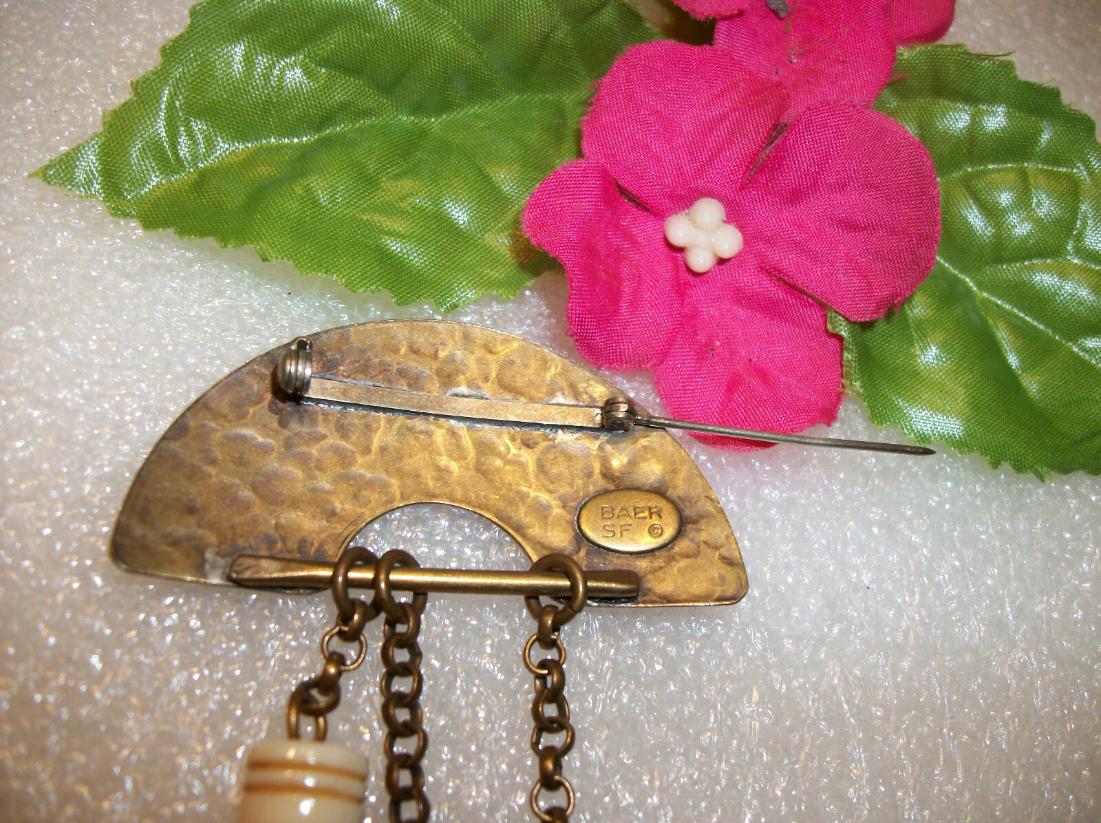 Vintage Marjorie Baer SF Modernist Pin Brooch Metal w… Gem