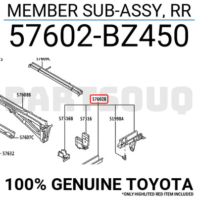 57602BZ450 Genuine Toyota MEMBER SUB-ASSY, RR 57602-BZ450 | eBay