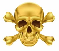 Aufkleber Sticker Totenkopf Skull Goldfarben Autoaufkleber