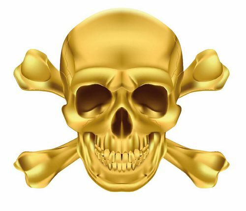 Aufkleber Sticker Totenkopf Skull Goldfarben Autoaufkleber-image