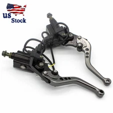 CNC Gray Motorcycle Hydraulic Brake Clutch Master Cylinder Reservoir Levers US