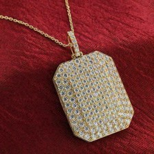 2.10Ct Round VVS1 Diamond Created Tag Pendant 14K Yellow Gold Over Free Chain