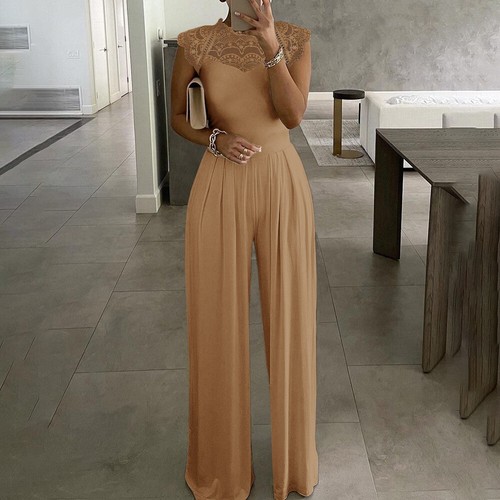 Damen Elegant Jumpsuit Overalls Spitze Hosenanzug Sommer Einteiler Party Romper - Bild 25 von 25