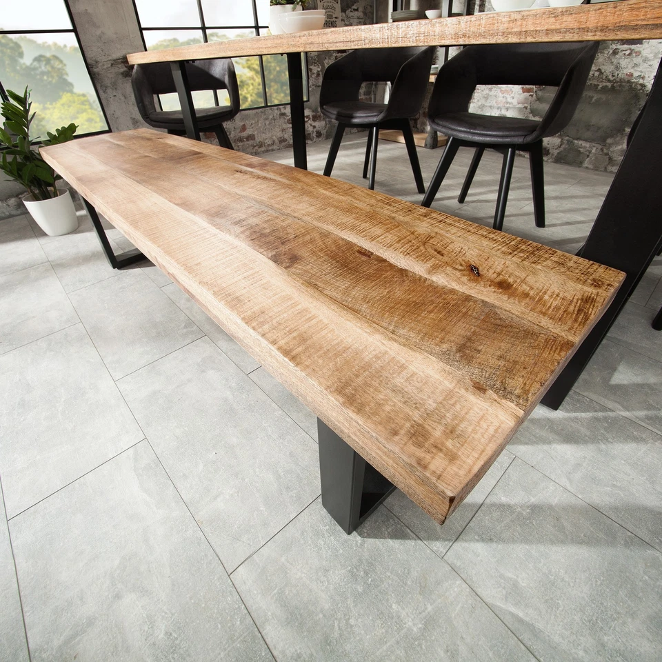 Industrial Design Sitzbank IRON CRAFT 170cm Mangoholz Eisen Massivholz Bank