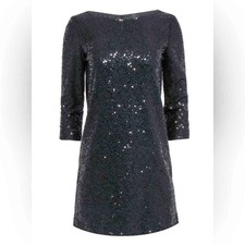 Tahari Blue Sheath Cocktail Dress with Cuffed Sleeves