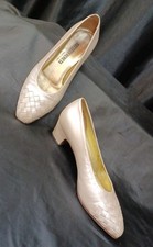 Bottega Veneta Intercciato Weave Cream Leather Classic Pumps Shoes Vtg Italy 7 B