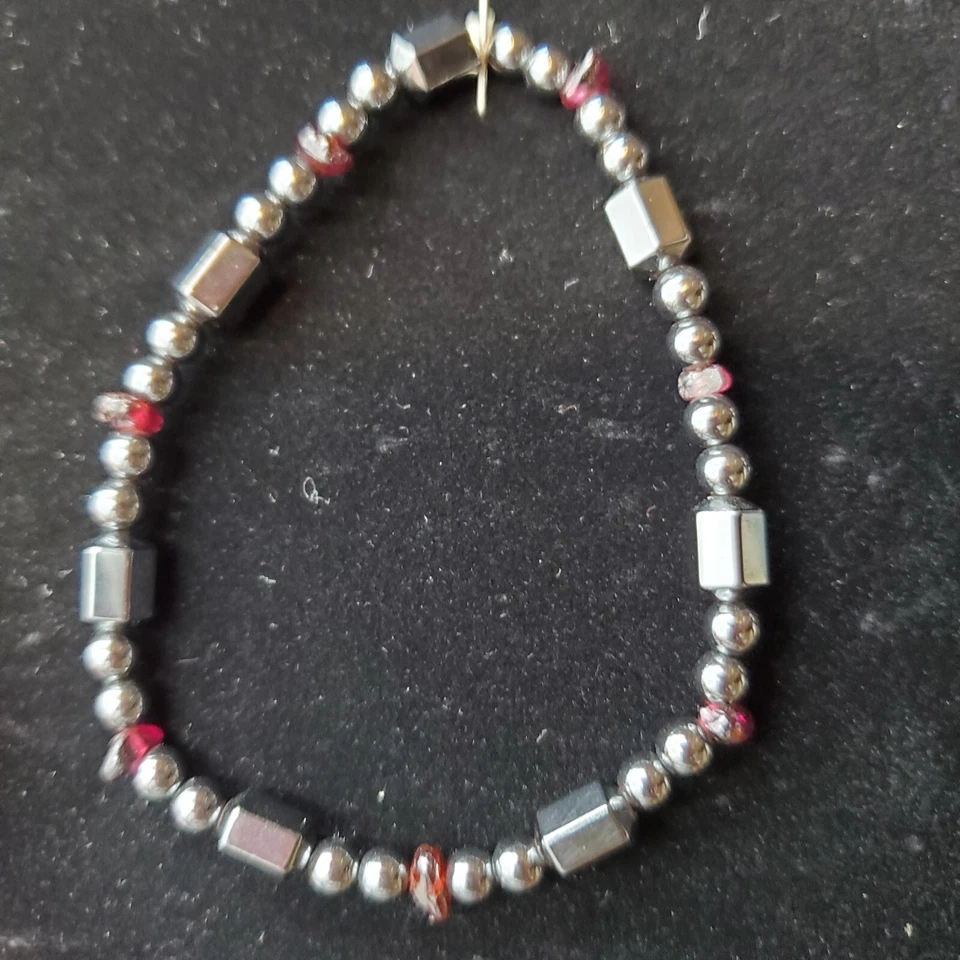 Hematite Turtle Necklace (17.5") and 7" Stretch Bracelet w/ Purple Stones Set - Image 3 of 4