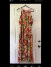 Robbie Bee Floral Maxi Dress Sz 12 Sleeveless Vacation Beach Vacation Cruise EUC