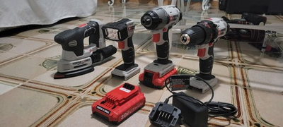 #ad PORTER CABLE 20V Li Ion 5 Tool Set: Drill Driver Saw Sander Flashlight $165.00