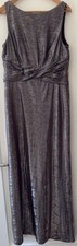 Ralph Lauren Women  s Silver Metallic Sleeveless Evening Gown Dress Size 14 NWT
