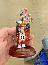 VTG Scottish Bagpiper Figurine Hand Painted Miniature Highland Piper Trinket