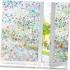 Stained Glass Window Film Window Privacy 17.5*78.7 Inches Rainbow