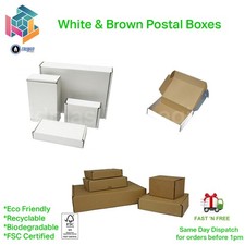 White & Brown Royal Mail Small Parcel Cardboard Postal Boxes Mailing Packet