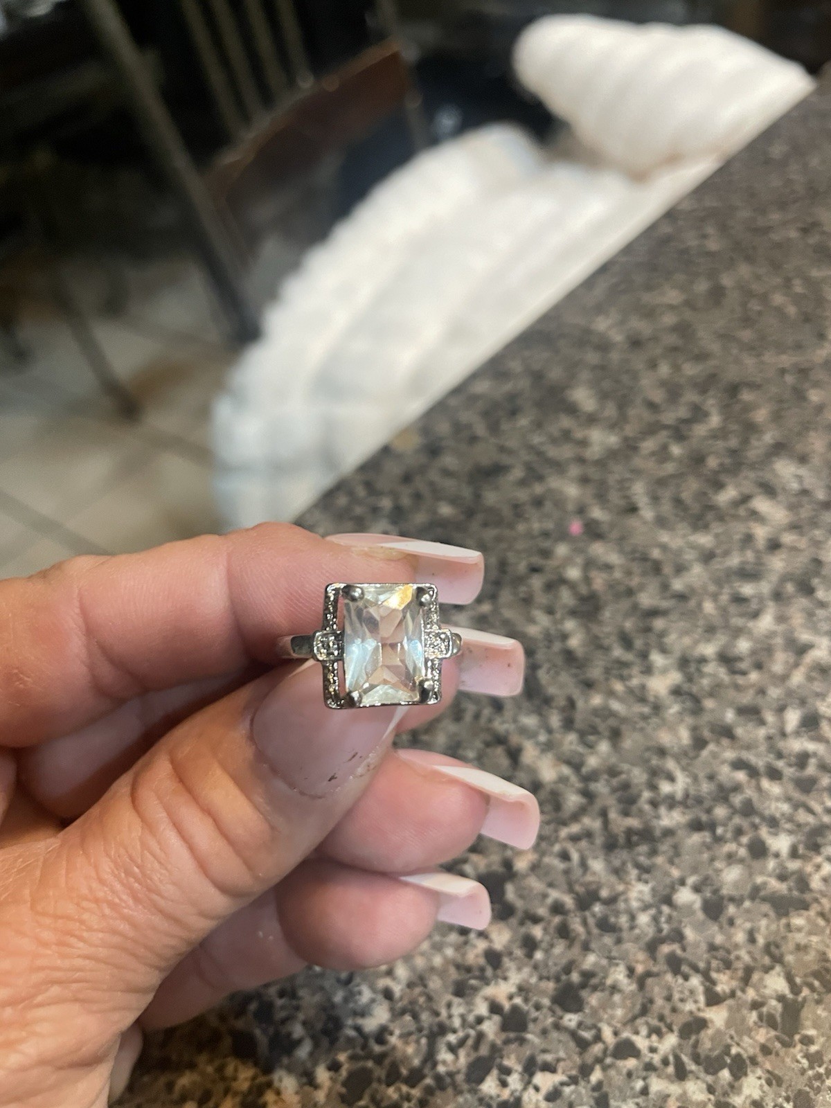 Sterling Silver Rectangular Gemstone Statement Ri… - image 3