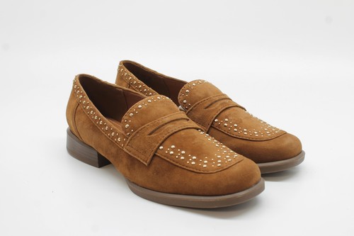 Naturalizer Women's Dark Chestnut Suede Haven Stud Penny Loafers Floor Sample Naturalizer Women's Dark Chestnut Suede Haven Stud Penny Loafers Floor Sample
