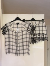 NEXT New 100% Cotton Co-Ord Set | Button-Up Top UK 10 & Tie Waist Shorts UK 12