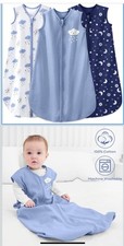 Baby Sleep Sacks 3 Pack Size 6-12 Months Blue Clouds/Stars