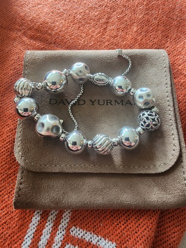 David Yurman .925 Elements Beaded Ball Bolo Adjustable Bracelet 8 MM - Picture 2 of 7