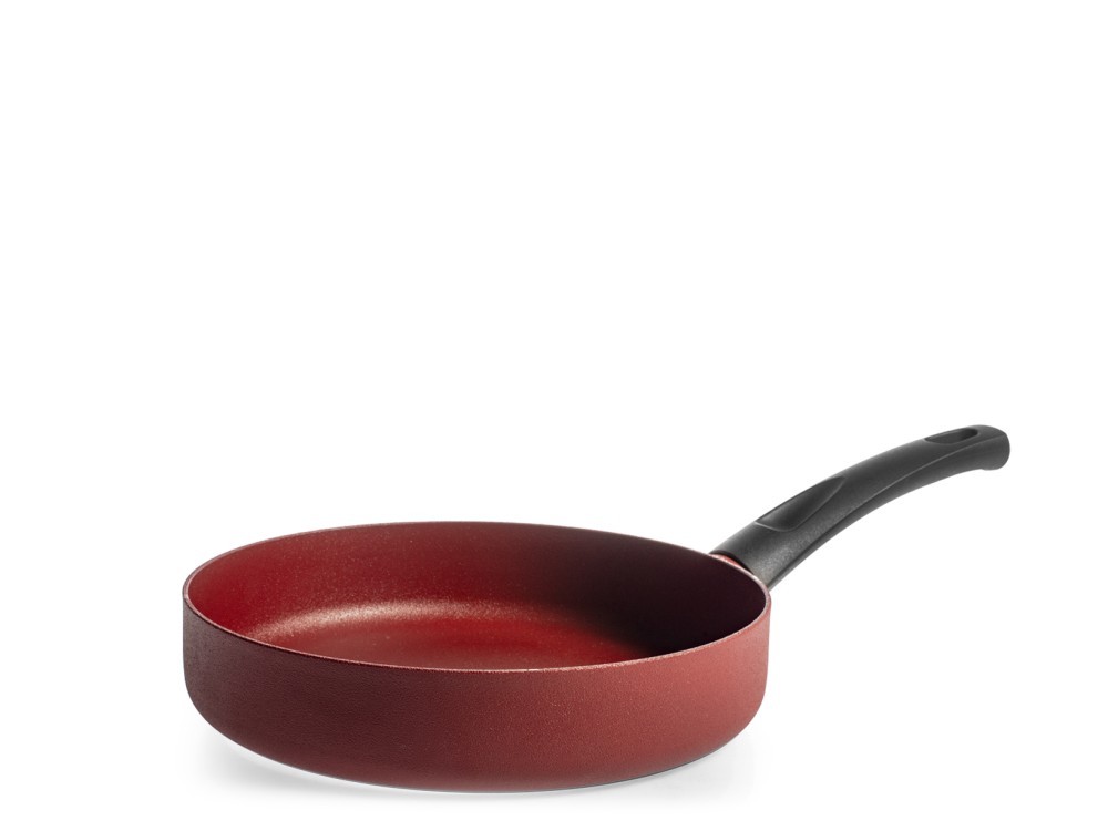 H&H Absolute Red Aluminum Frying Pan With Pfluon Red Non-Stick Coating