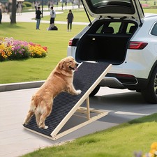  Wood Dog Ramp for Bed, Foldable Pet Ramp with Non-Slip Surface Adjustable Dog 