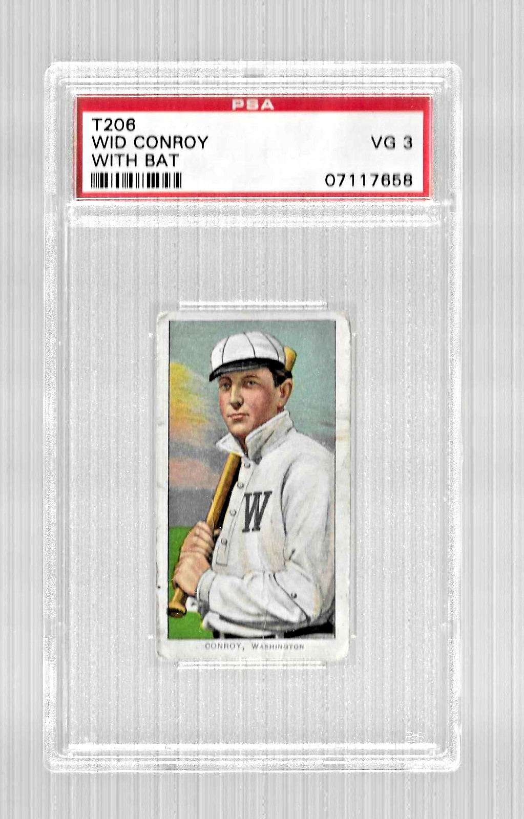 1909-1911 T206 POLAR BEAR TOBACCO BASEBALL CARD PSA 3 WID CONROY BAT SENATORS