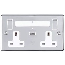 WiFi Internet Extender Socket USB Port Twin Double 13amp 2g Plug Polished Chrome