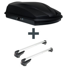 Dachbox LEVUP Cube 370 + Dachträger G3 Clop infinity für Opel Agila Typ B H08 FP