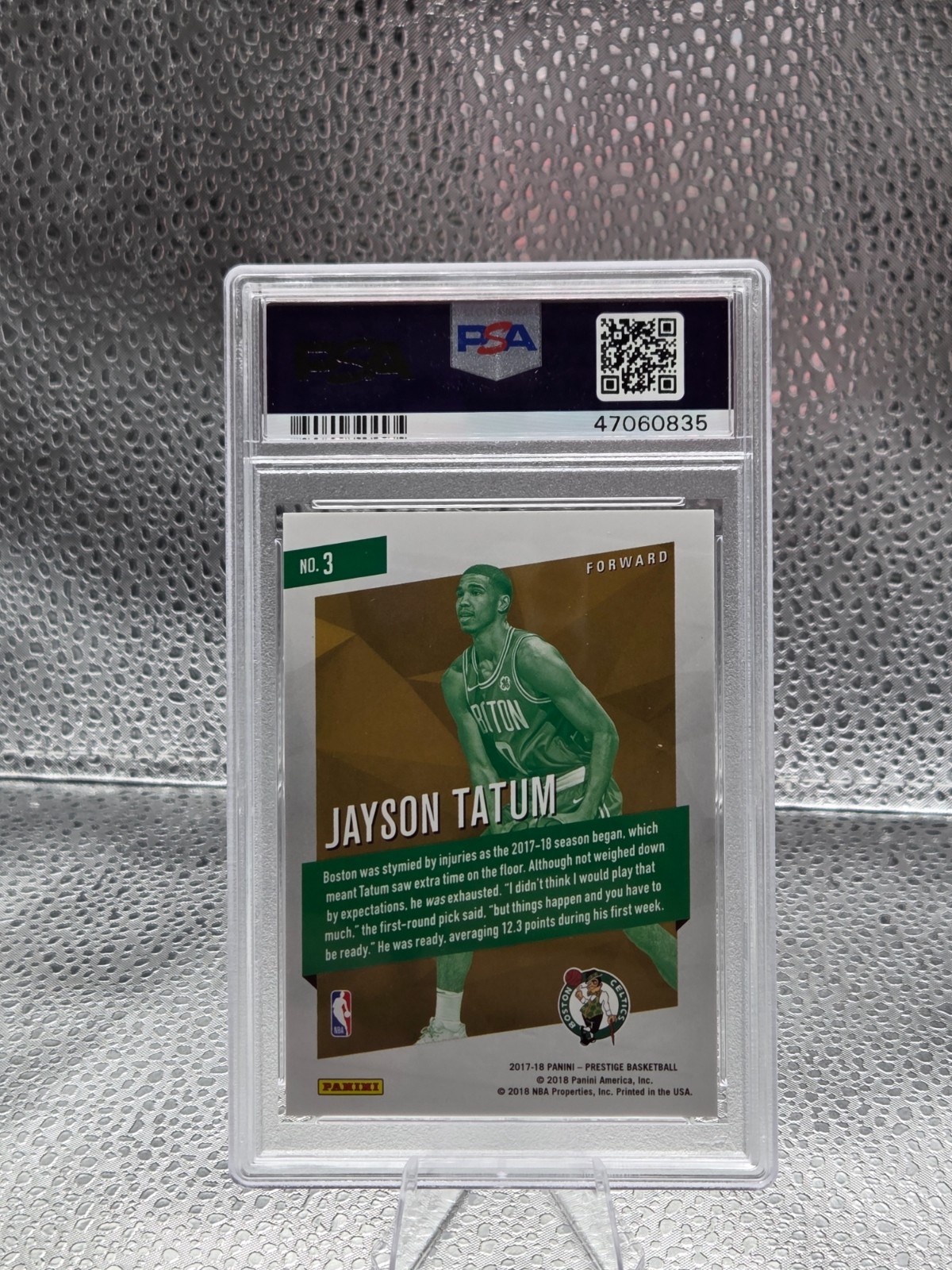 2017 Prestige MICRO ETCH RED ~ JAYSON TATUM Rookie RC Card PSA 10 GEM MINT view 2
