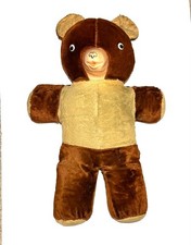 Vintage 1950s Plush Brown Large Teddy Bear 27" W/Googly Eyes Hard Plastic Face