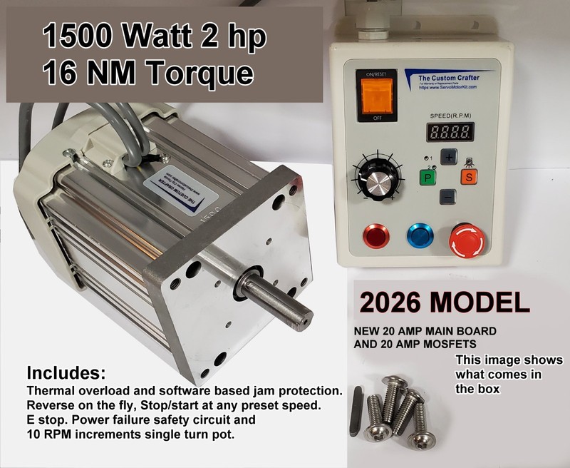 1500W Servo Motor 2 HP 1,500 Watt Variable Speed Reverse on the fly Controller