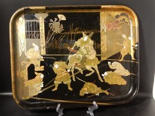 ANTICO VASSOIO GUANTIERA ORIENTALISMO META' 800 EPOCA NAPOLEONE III SAMURAI