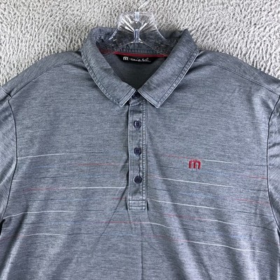 Travis Mathew Polo Shirt Men XL Gray Modelo Especial Grand Prix Logo Read*