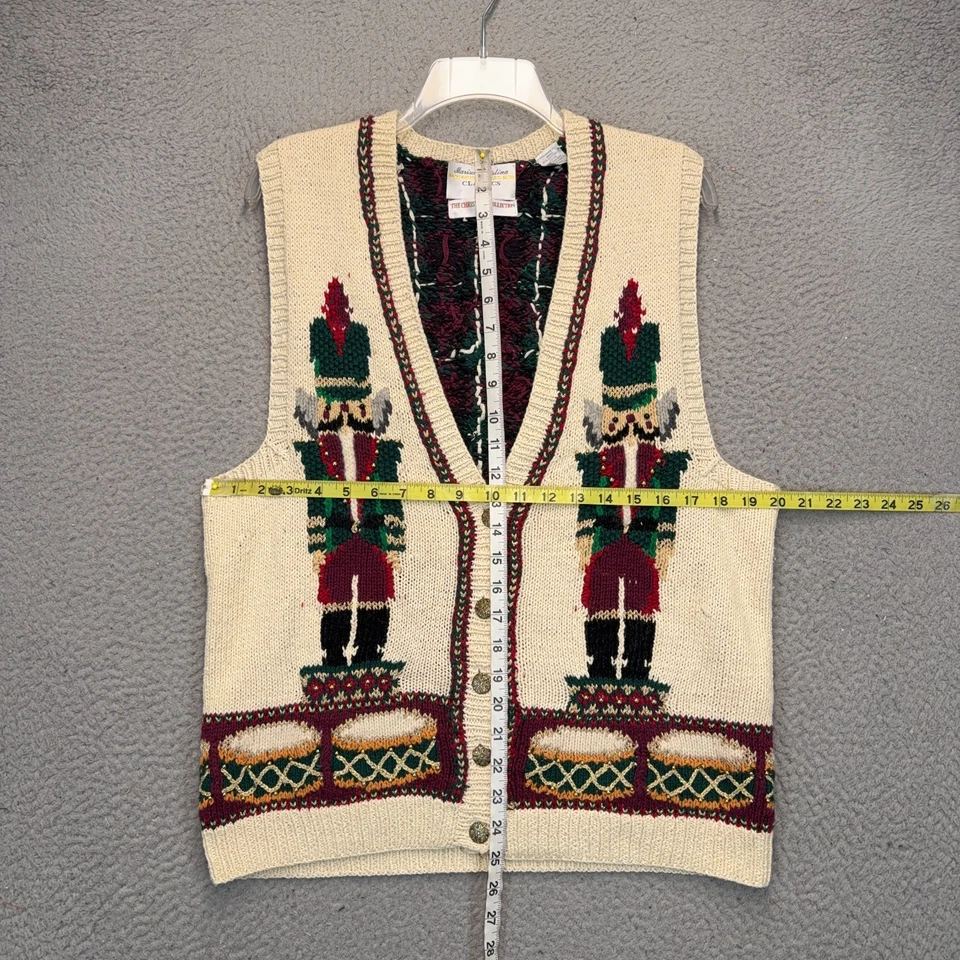 Marisa Christina Suéter Chaleco Mujer Mediano Crema Cascanueces 1995 Navidad Tejido Foto 2 de 4