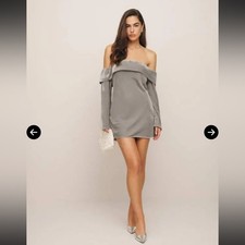 Reformation Maves Mini Dress in Moonlight Velvet Gray Medium