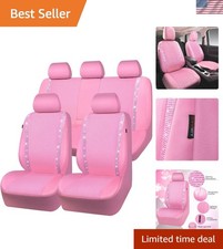 Car Seat Covers Full Set Rhinestone Bling Fit Most Vehicles Pink