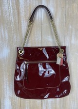 Coach Crimson Poppy Red Slim Patent Leather Top Handle Tote Bag