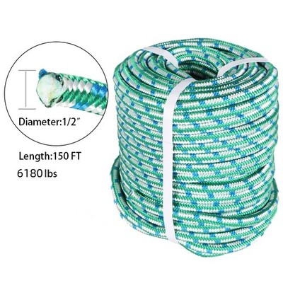 Durability Braid Polyester Rope Arborist Tree  Rope 1/2'' × 150' 16 Strand