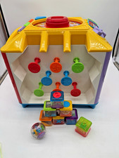 Vintage Fisher Price Incrediblock Activity Center Cube w/ 8 Peek A Blocks WORKS 
