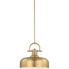 Volume Lighting V1839 Brass Single Light 14"W Led Pendant With Dome Style Shade