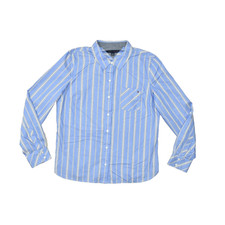 Tommy Hilfiger Blue Striped Button Up Shirt Long Sleeve Regular Size M Cotton